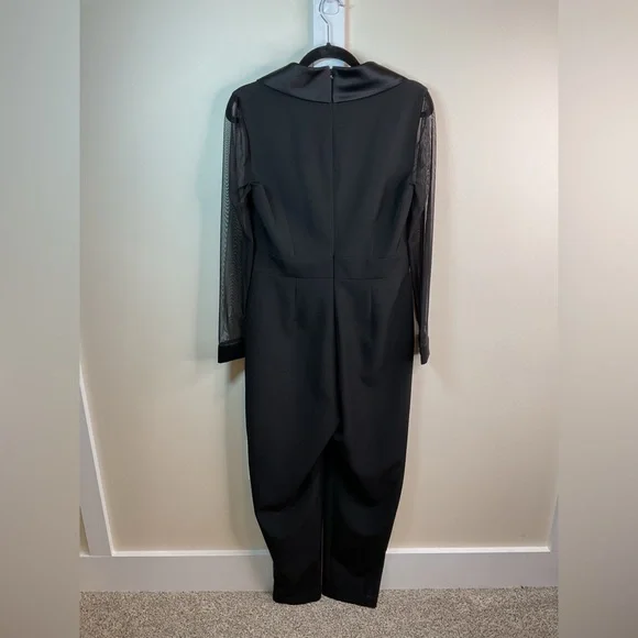 Eliza J Sheer Sleeve Black Jumpsuit (8) - Picture 8 of 13